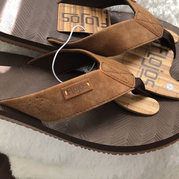 Flojos Fiji Burnished Faux Leather Strap Size 12 NWT Brown - Picture 4 of 4